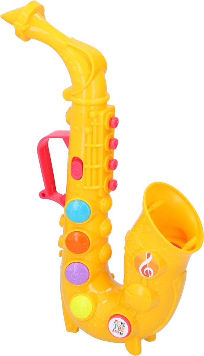 Lets Play Speelgoed Saxofoon - 4 Deuntjes - Met Licht - Incl. 2 AA-batterijen - Geel